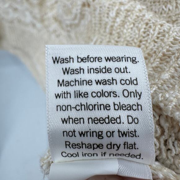 Lauren Conrad Open Knit Sweater XL Cream Henley Pullover Round Neck Long Sleeve - Picture 8 of 8